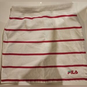 Fila Women's Mini Skirt in White with Pink Stripes